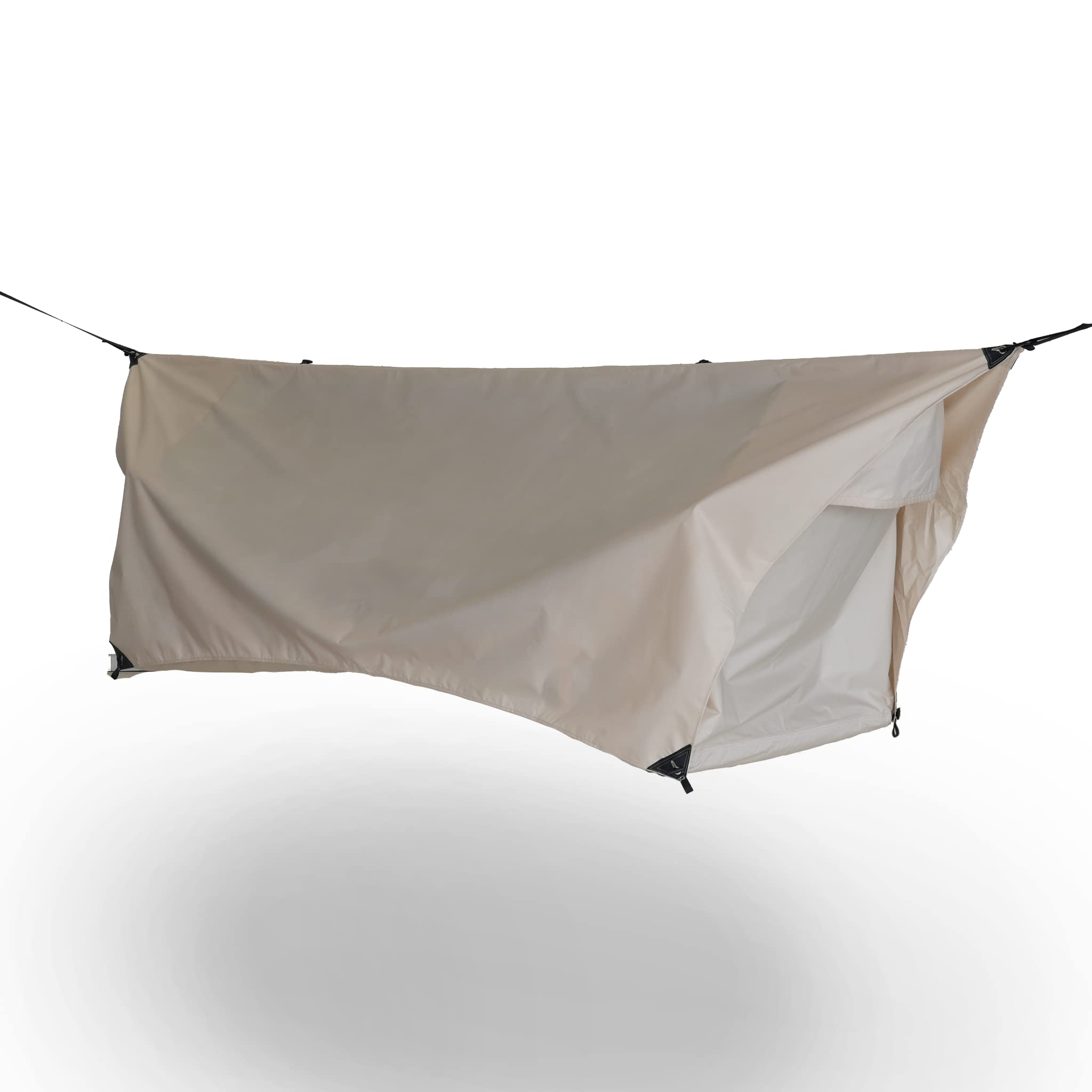 Haven Tents Safari lay-flat hammock-tent setup for restful sleep in a sheltered campsite.
