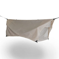 Haven Tents Safari lay-flat hammock-tent setup for restful sleep in a sheltered campsite.