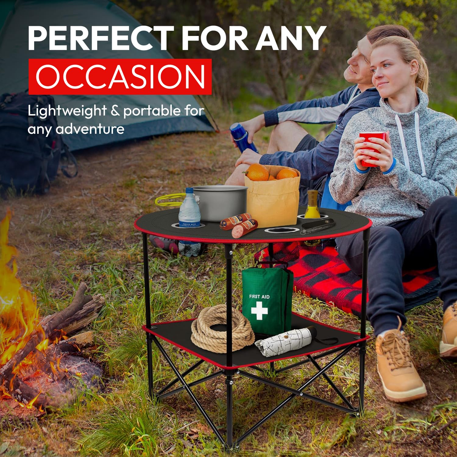 HavenCove camping table with carry bag for quick transport.
