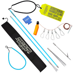 72-inch fiberglass Hawaiian sling spear set ready for underwater use