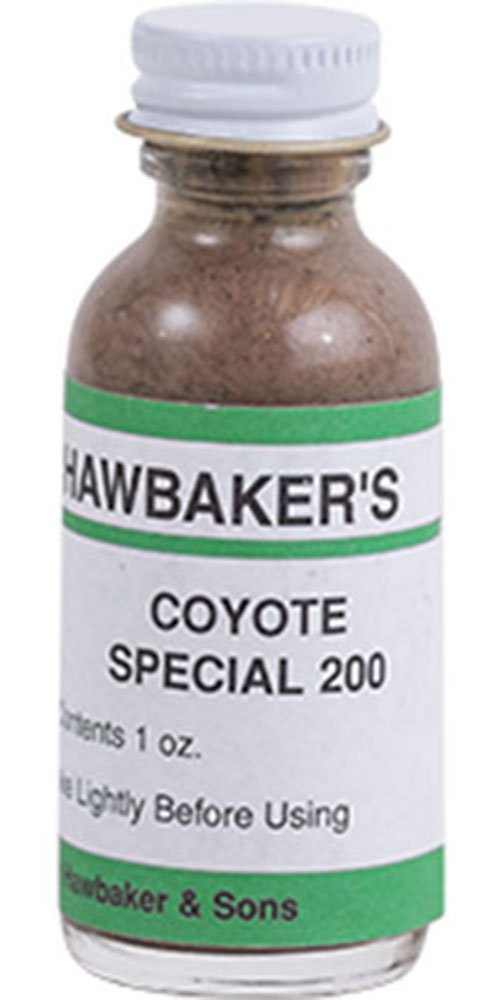 Hawbaker's Coyote Special 200 Lure bottle close-up for long-range calling.