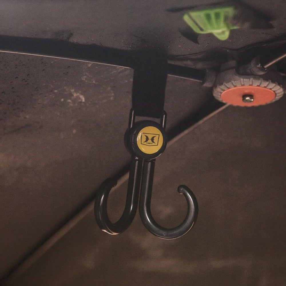 Hawk Claw deep U-shaped hooks securely cradle gear.