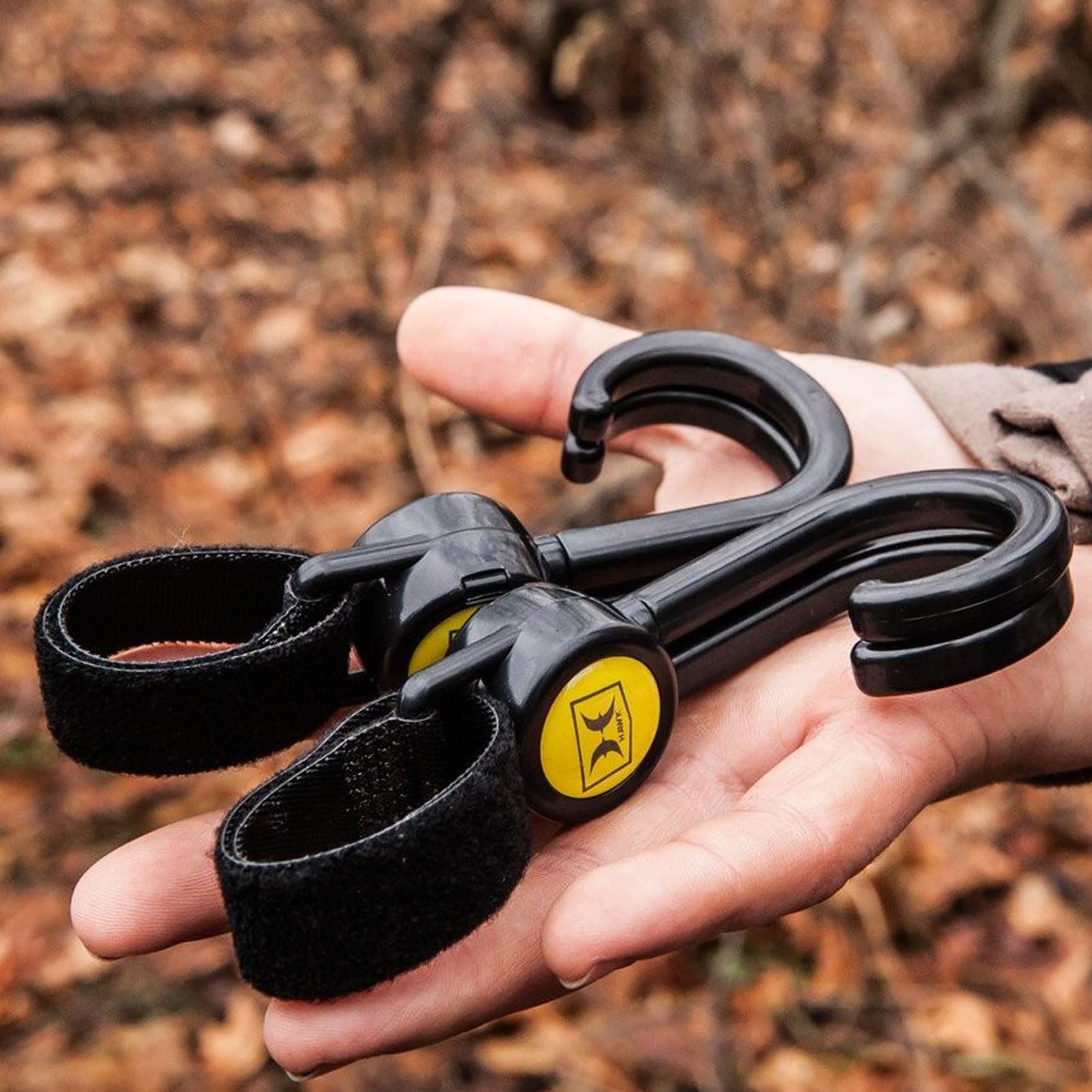 Hawk Claw hooks accommodate calls, binoculars, and rangefinders for quick access.