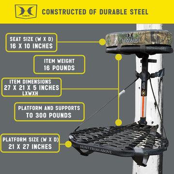 Hawk Combat safety harness system keeps you secure during hunts.