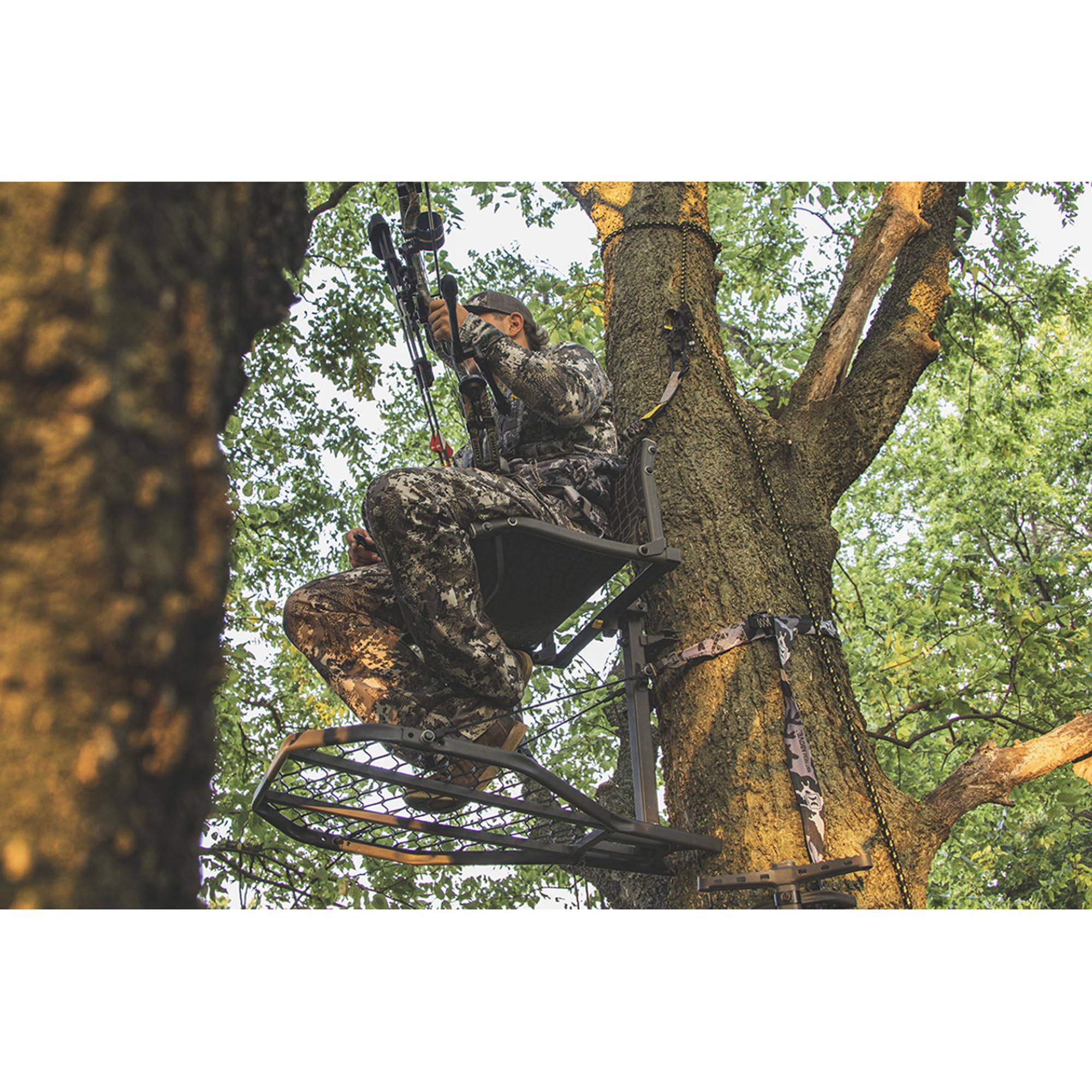 Hawk Cruzr level-lok cables keep the platform level on uneven terrain.