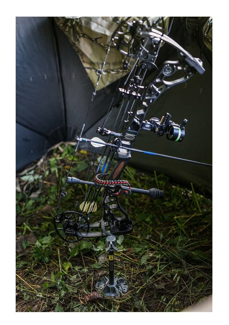 Hawk Earth Anchor Bow Holder ideal for backyard practice or field hunts with hands-free readiness.