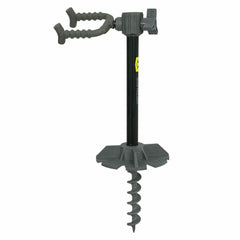 Hawk Earth Anchor Bow Holder with ground plate stabilizes your bow on uneven terrain.
