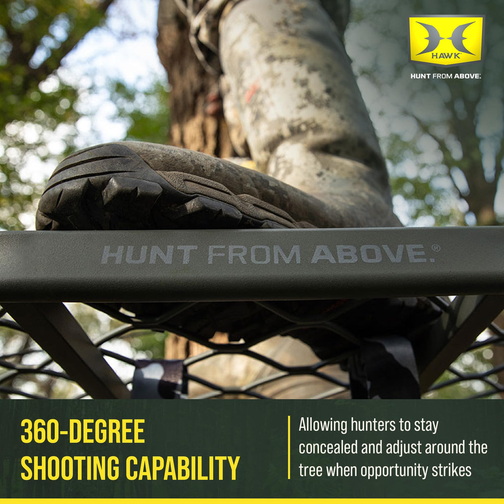 Hawk Hang-On platform features all-welded construction for rugged durability.