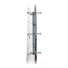 Close-up of Tree-Digger Teeth and angled footpeg on Hawk Helium Gen 2 climbing stick
