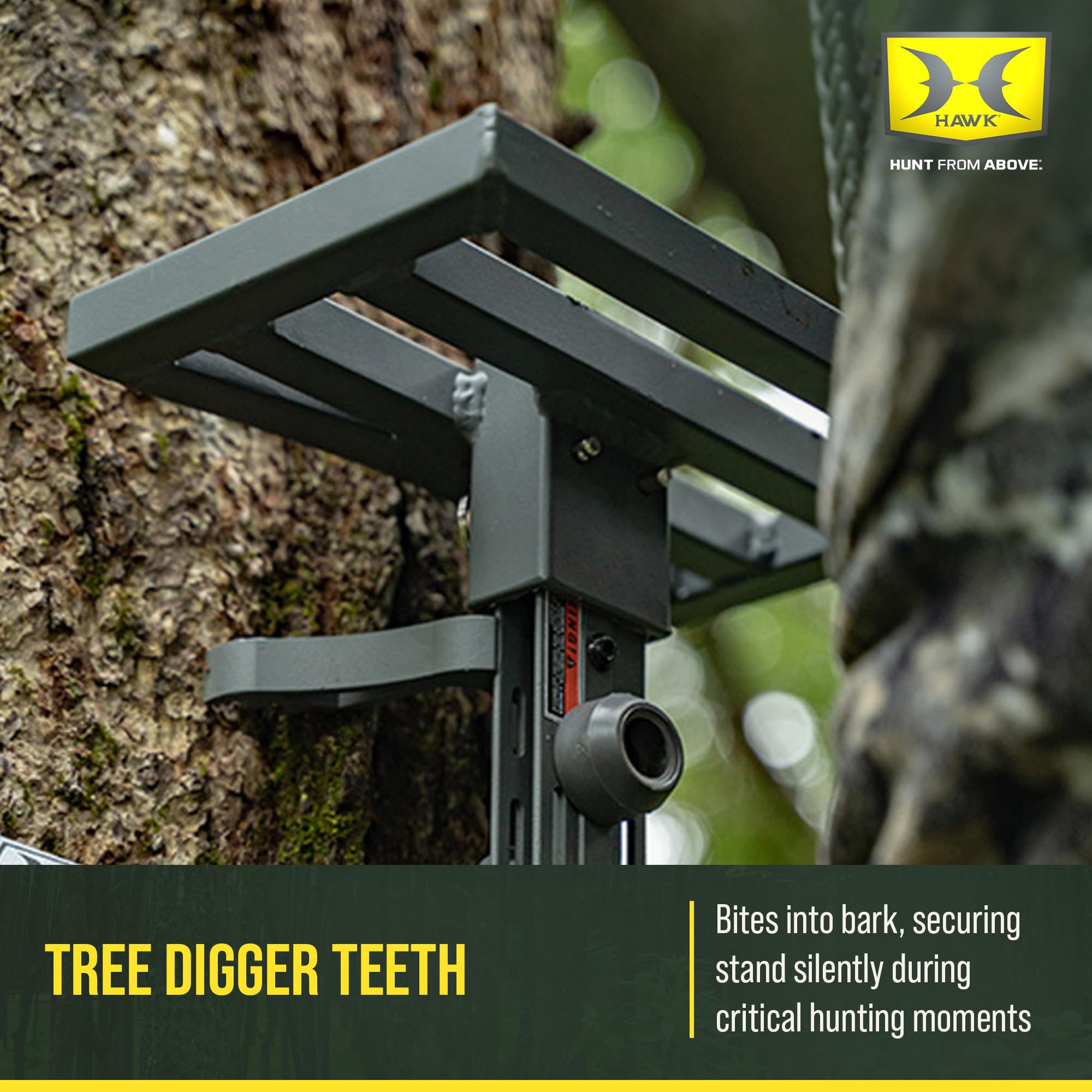 Hawk Helium Hammock teeth close-up emphasizes tree Digger teeth for silent setup.