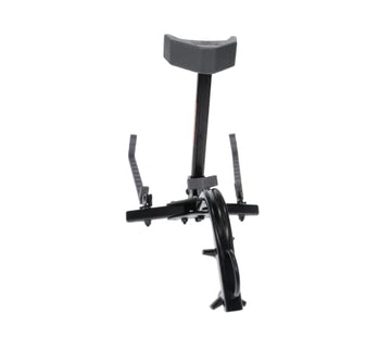 Hawk Kwik-Grab Crossbow Stand attached to a treestand with U-bolt.