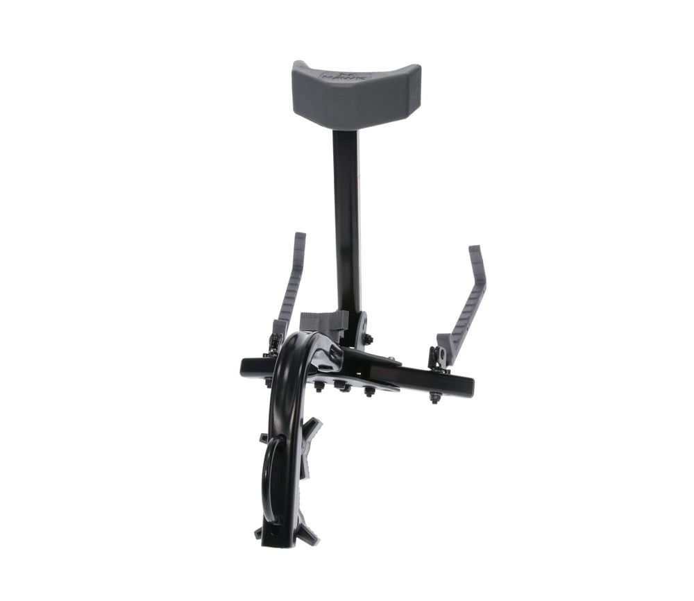 Hawk Kwik-Grab Crossbow Stand with V-cradle supporting the crossbow.