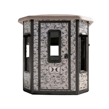 Hawk Office Box Blind insulated floor with foam pad dampens footsteps for stealth.