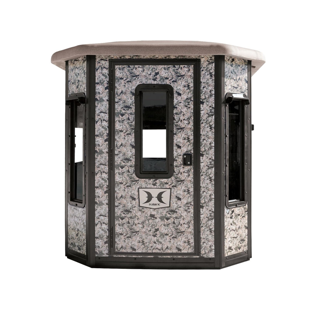 Hawk Office Box Blind insulated floor with foam pad dampens footsteps for stealth.