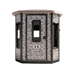 Hawk Office Box Blind insulated floor with foam pad dampens footsteps for stealth.