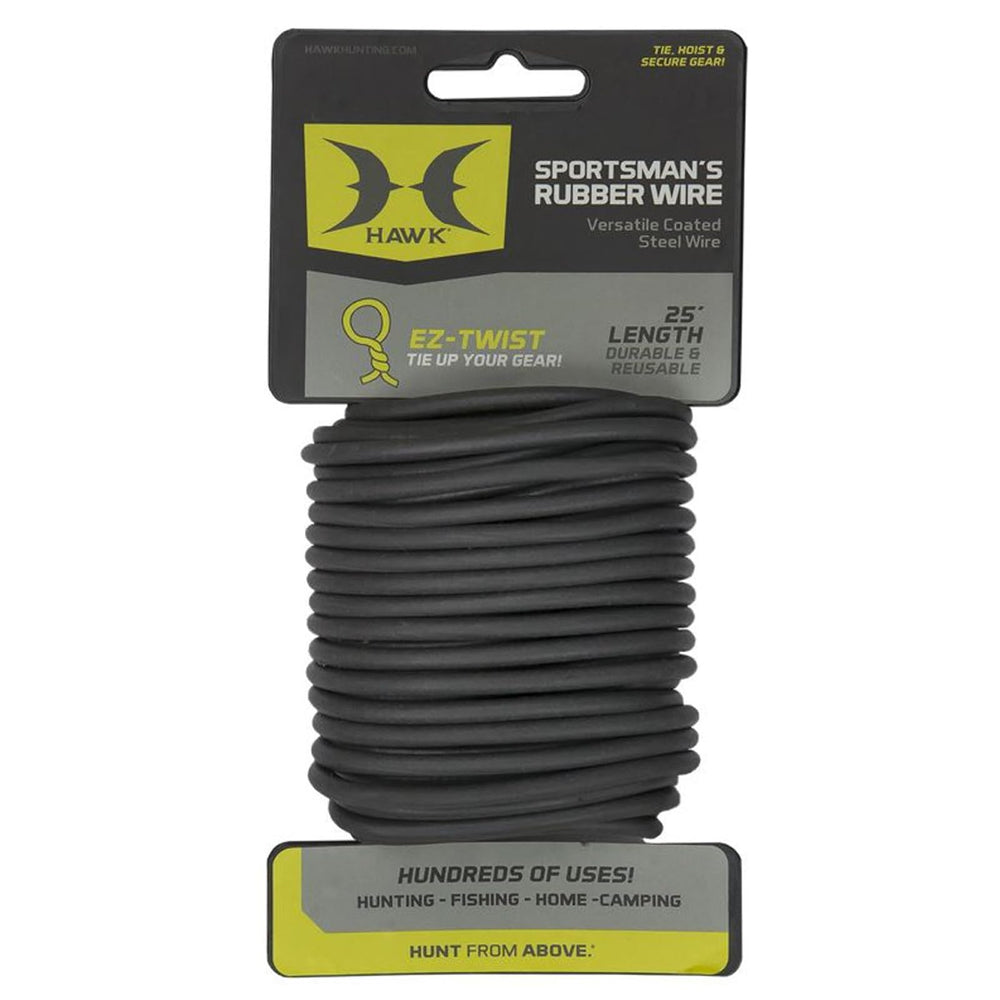 Hawk Sportman’s Rubber Wire 25ft coil showing rust-free rugged outdoor durability
