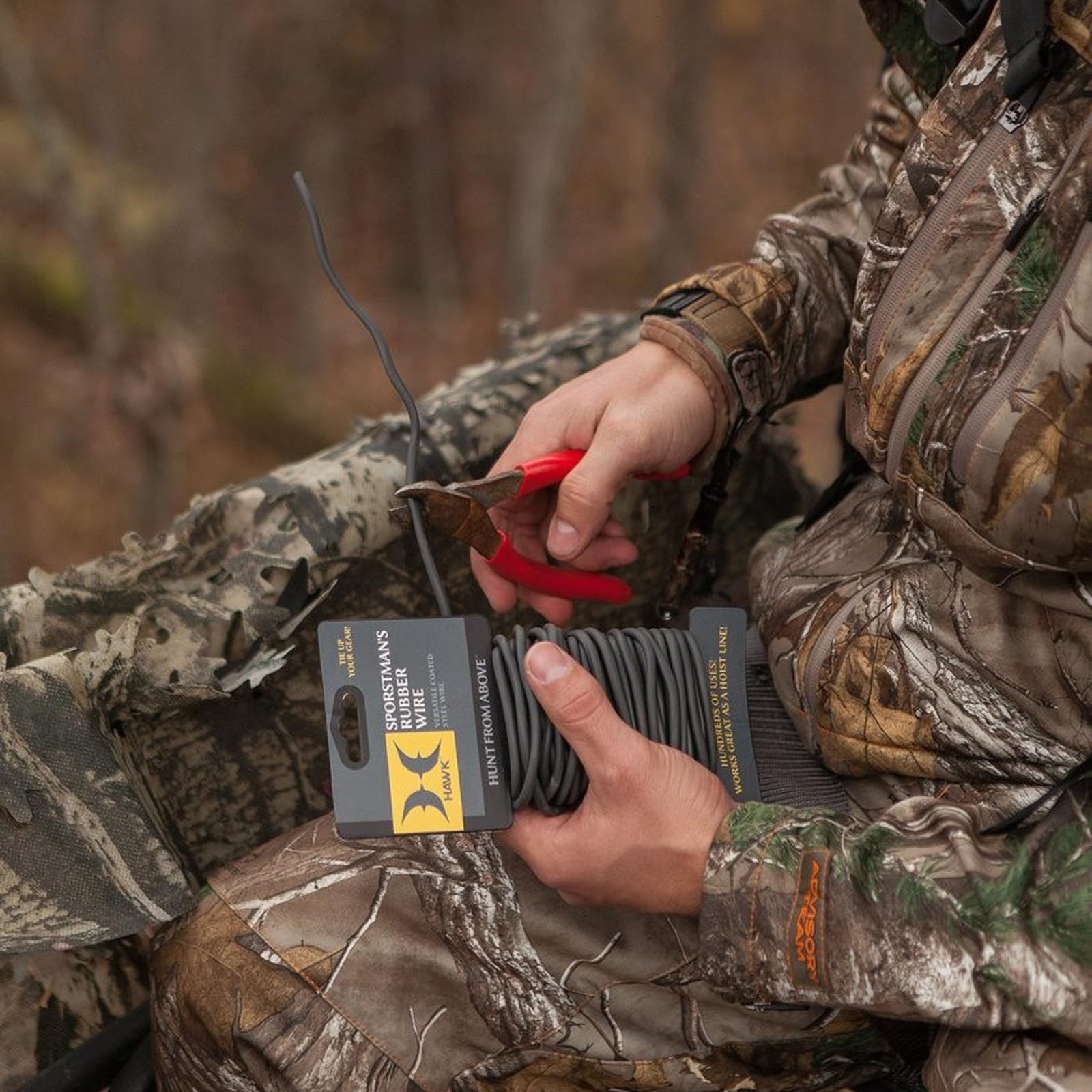 Hawk Sportman’s Rubber Wire easily cut to length with snips