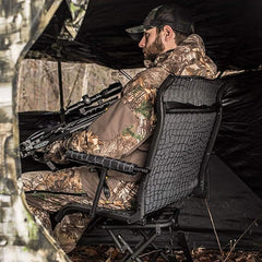 Hawk Stealth Spin Chair flat fold with sling enables easy transport.