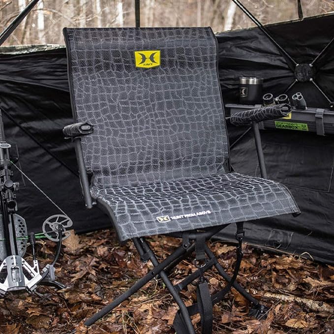 Hawk Stealth Spin Chair with contoured MeshComfort backrest for breathable support.