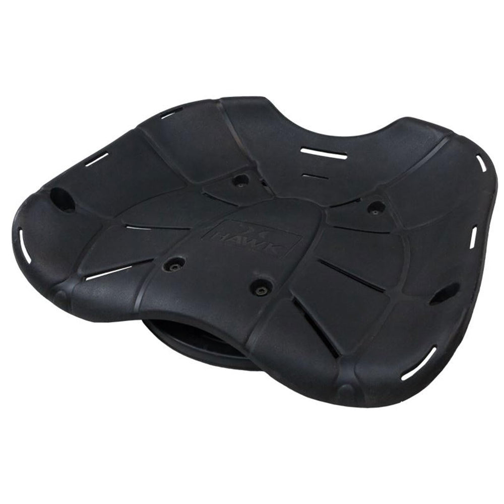 Hawk Treestands 360-Degree Ergo Buck Seat angled pose shows contoured back support.