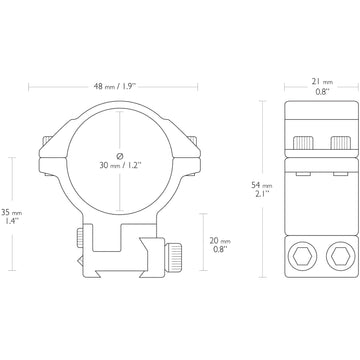 Hawke high-height 30mm scope rings provide clear clearance and reliable alignment.