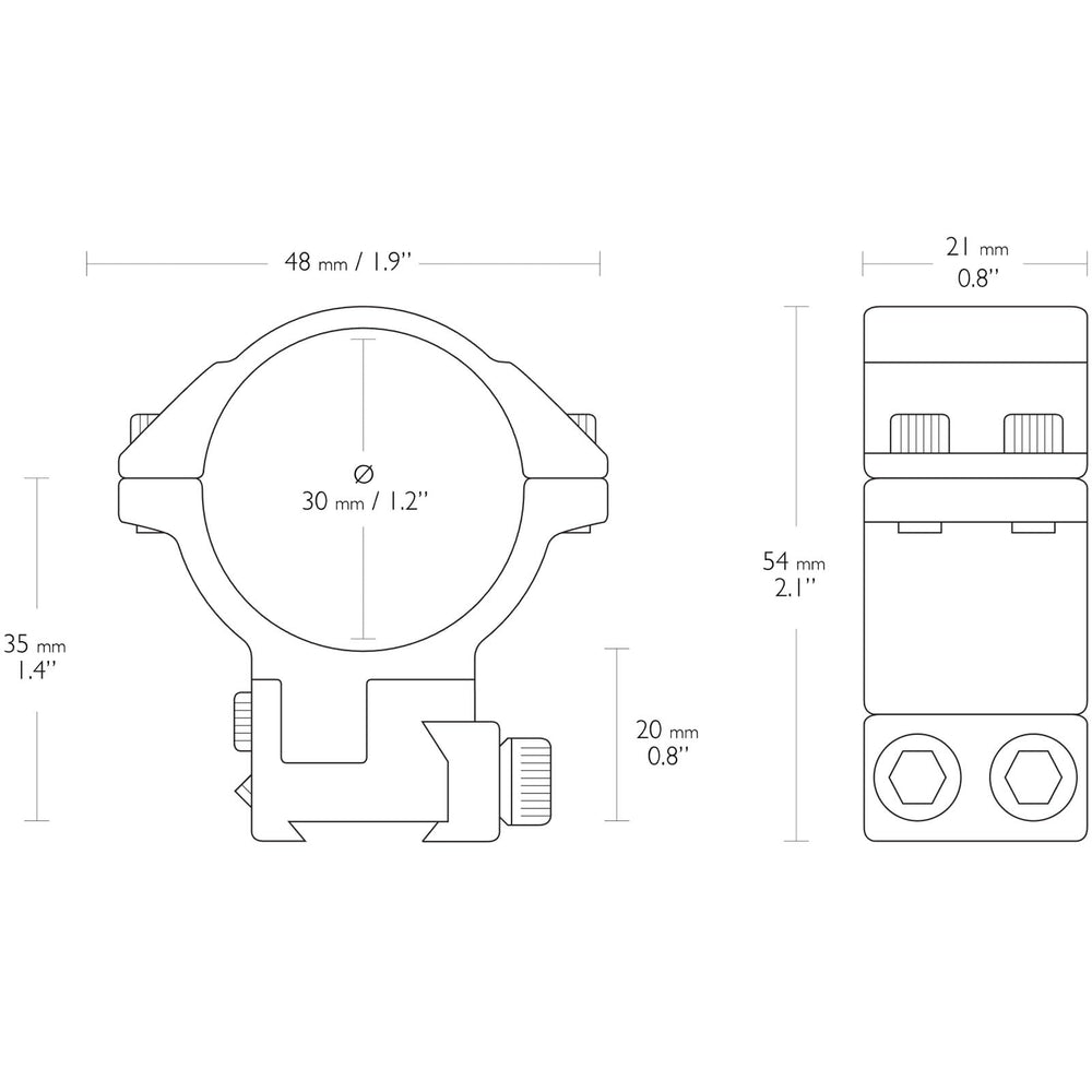 Hawke high-height 30mm scope rings provide clear clearance and reliable alignment.