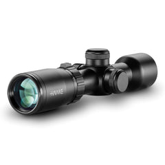 Hawke XB1 crossbow scope SR reticle illuminated for quick aiming in low light.