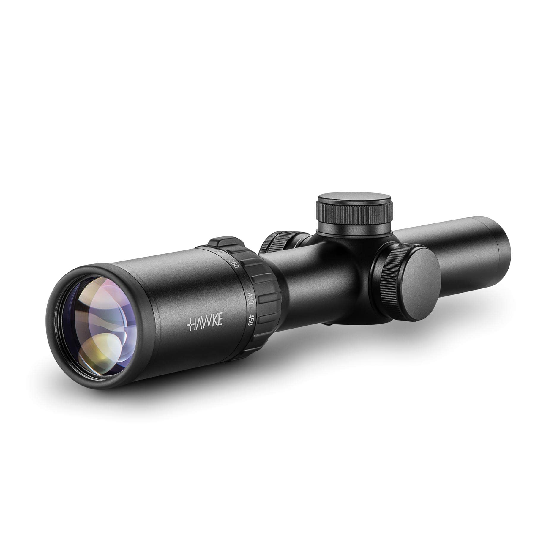 Hawke XB30 illuminated reticle detail highlights adjustable red glow for low light.