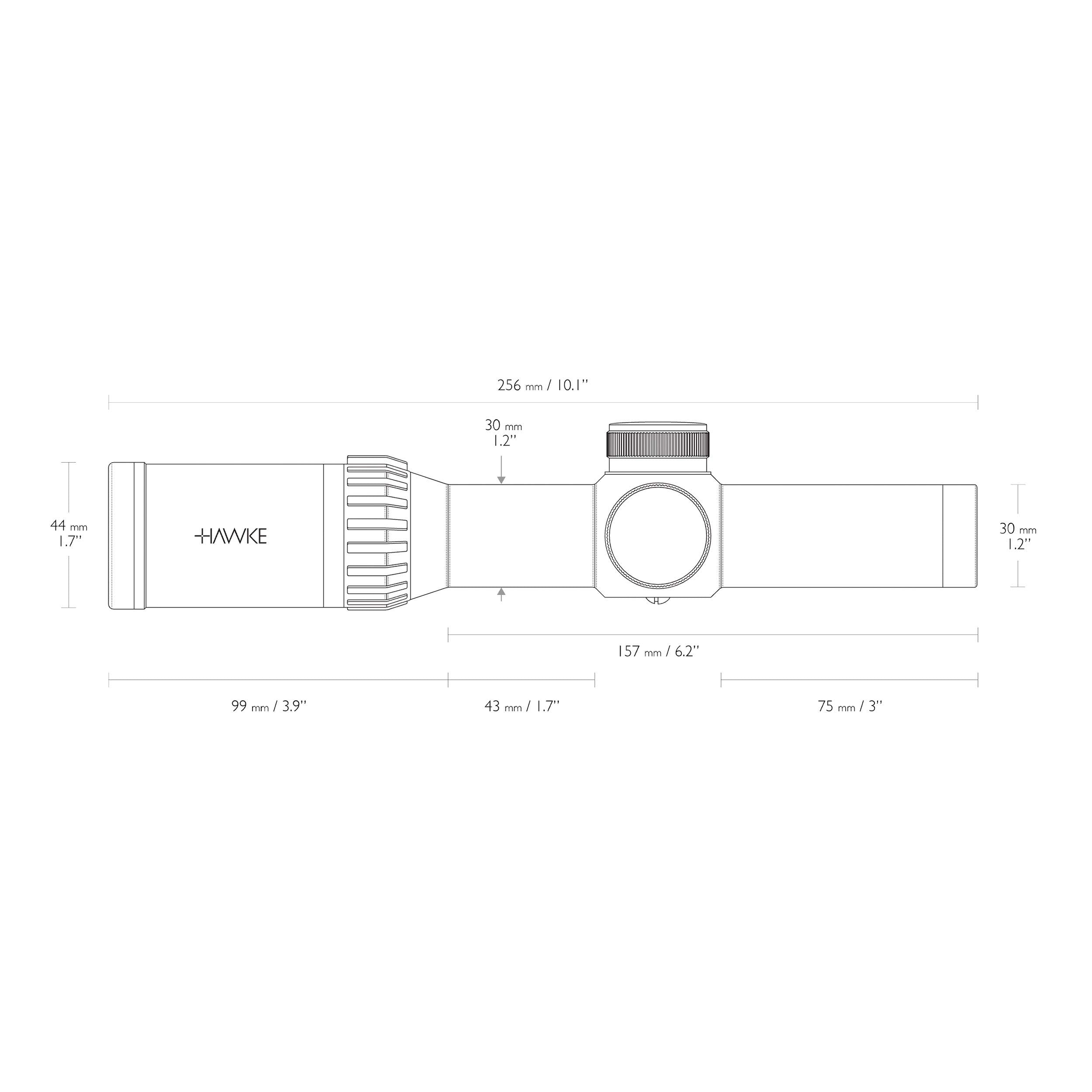 Hawke XB30 tube profile emphasizes rugged mono-tube construction for field use.