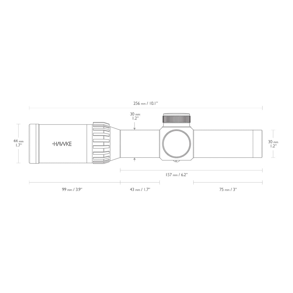 Hawke XB30 tube profile emphasizes rugged mono-tube construction for field use.