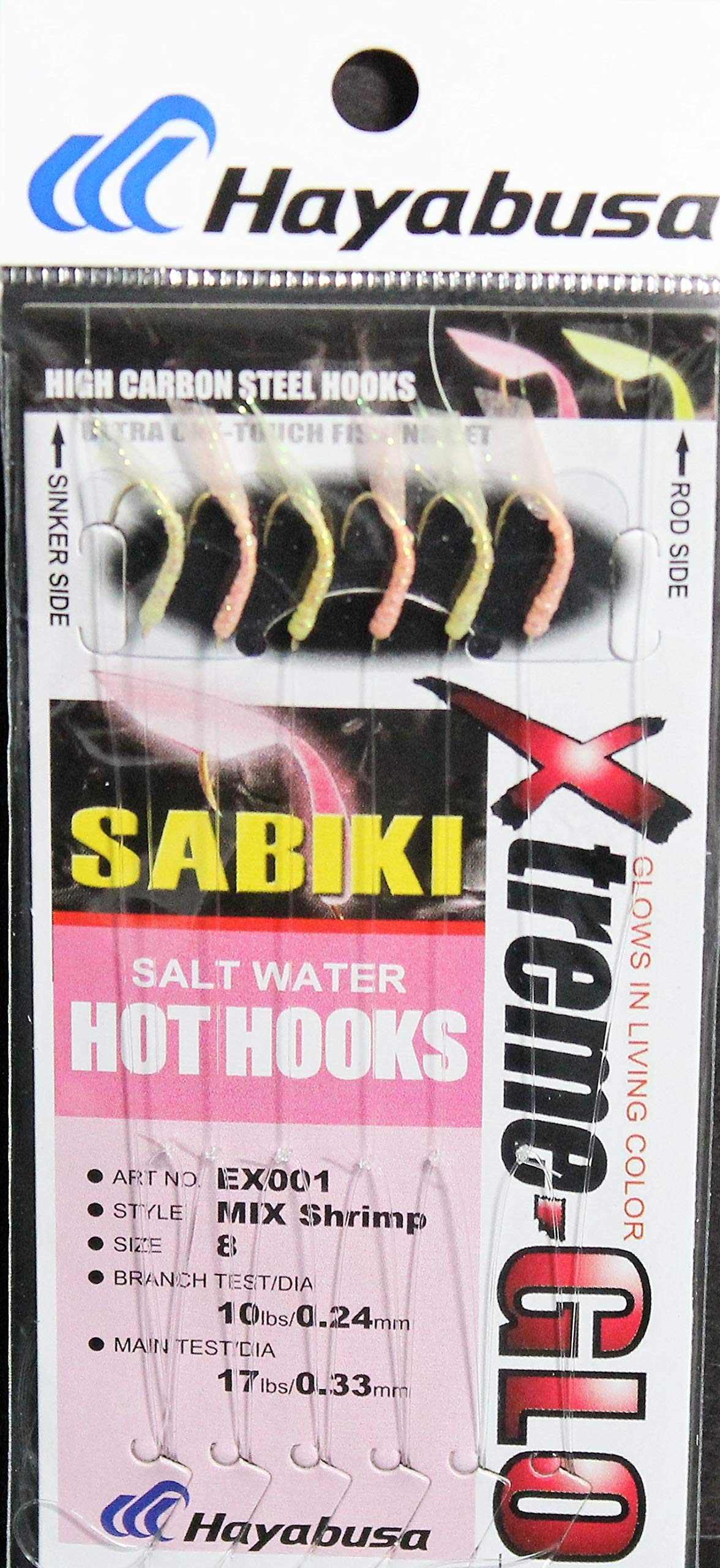 Hayabusa EX0018 Xtremeglo SW Sabiki 6-hooks glow-color rig attracts baitfish at night