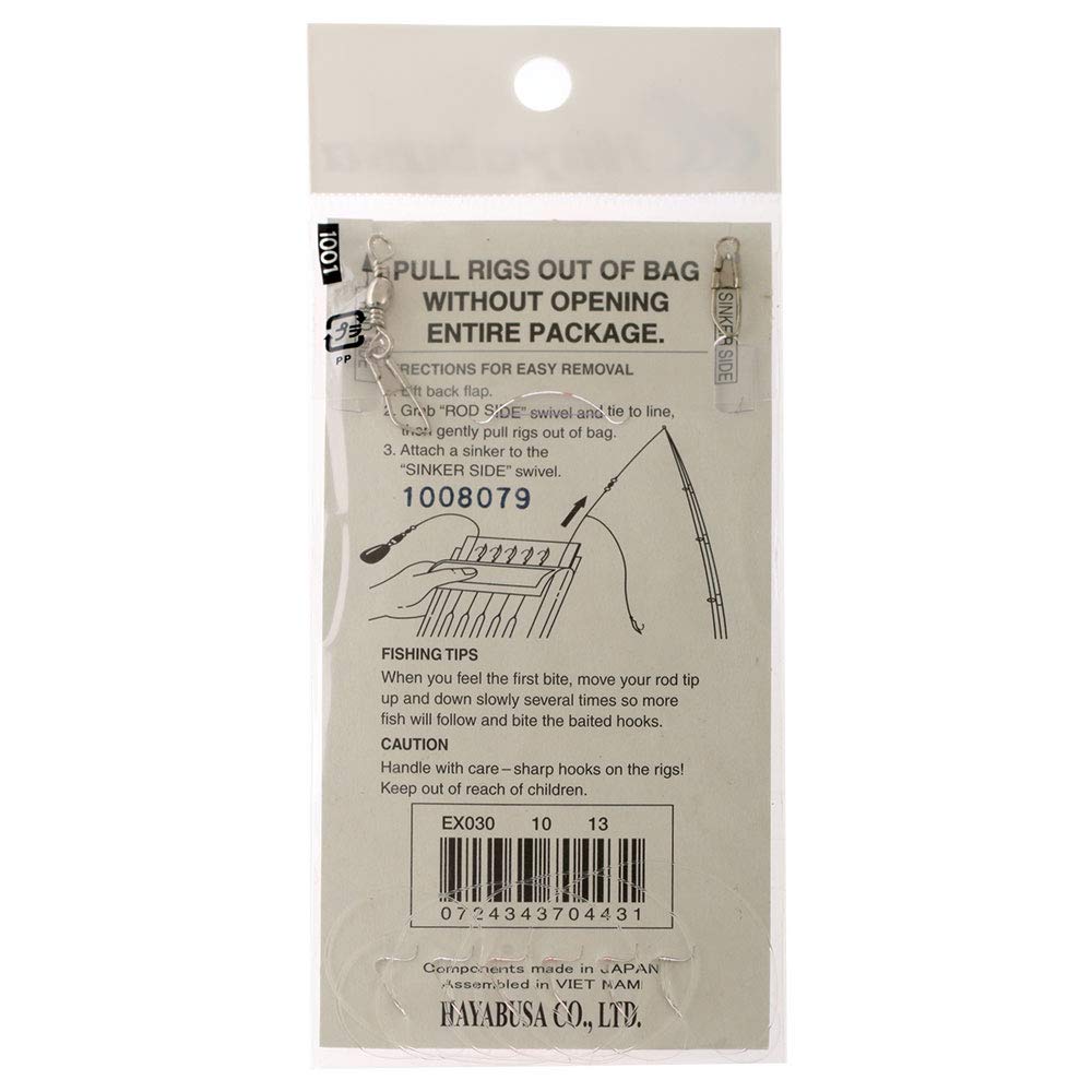 Hayabusa EX030-10 Sabiki rig hook closeup highlights sharp hook for secure bites in saltwater
