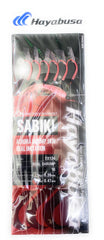 Close-up of Hayabusa EX124 Real Shrimp 6-Hook Sabiki Rig showing 6 hooks and lines, size 16