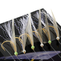 Hayabusa EX129 UV Mackerel Skin Sabiki rig ready for fast setup and quick bites.