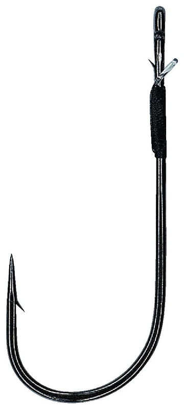 Hayabusa FPP straight shank worm hook with mono bait keeper shown for flipping and pitching in heavy cover