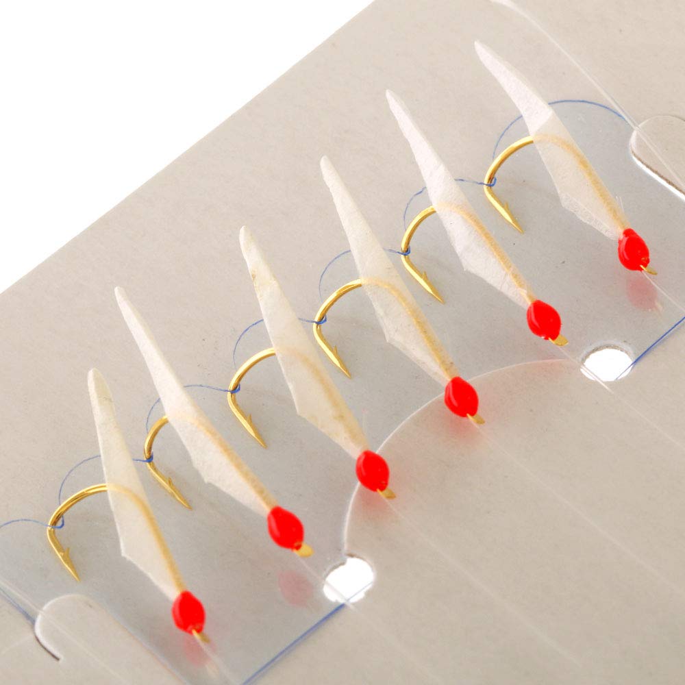 S-002AE Hage Fish Skin Sabiki Rig showing aligned hooks for efficient multi-target baiting.
