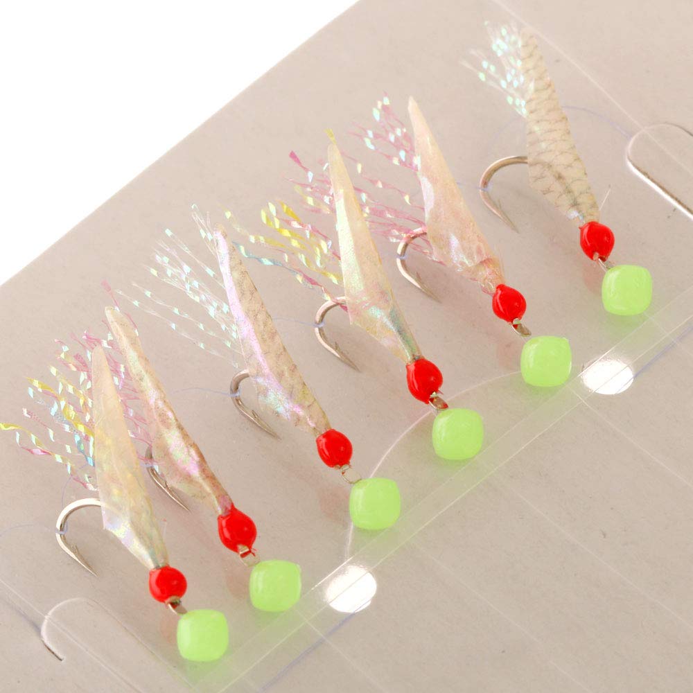 Hayabusa S-500E-6 mix yarn mackerel in action shows versatile sabiki use.