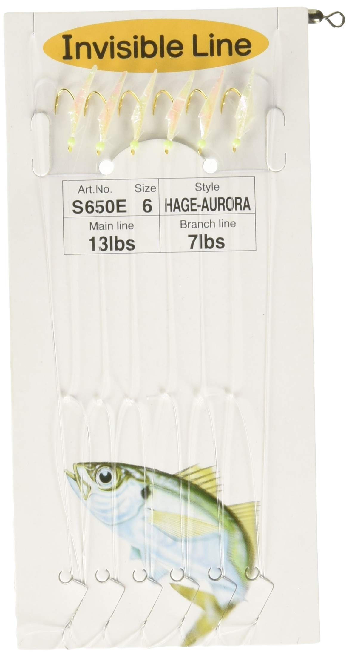 Hayabusa S-650E Sabiki rig with Aurora skin showing vibrant lures for improved catch potential