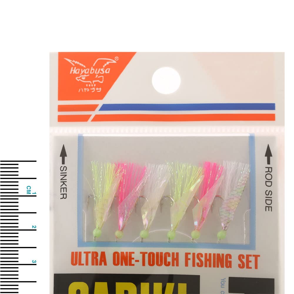 Hayabusa sabiki kit highlights multiple-hook arrangement for quick setup.