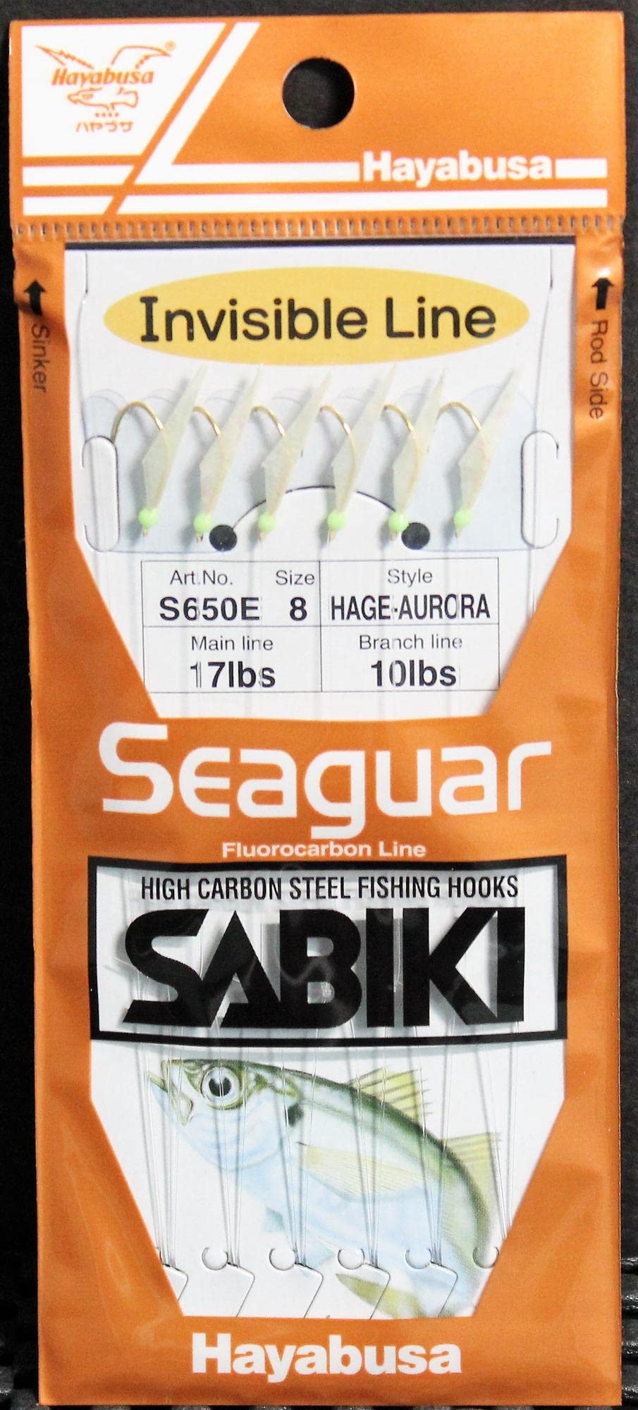 Hayabusa S-650E Sabiki rig with Seaguar branch line highlighting strength and abrasion resistance