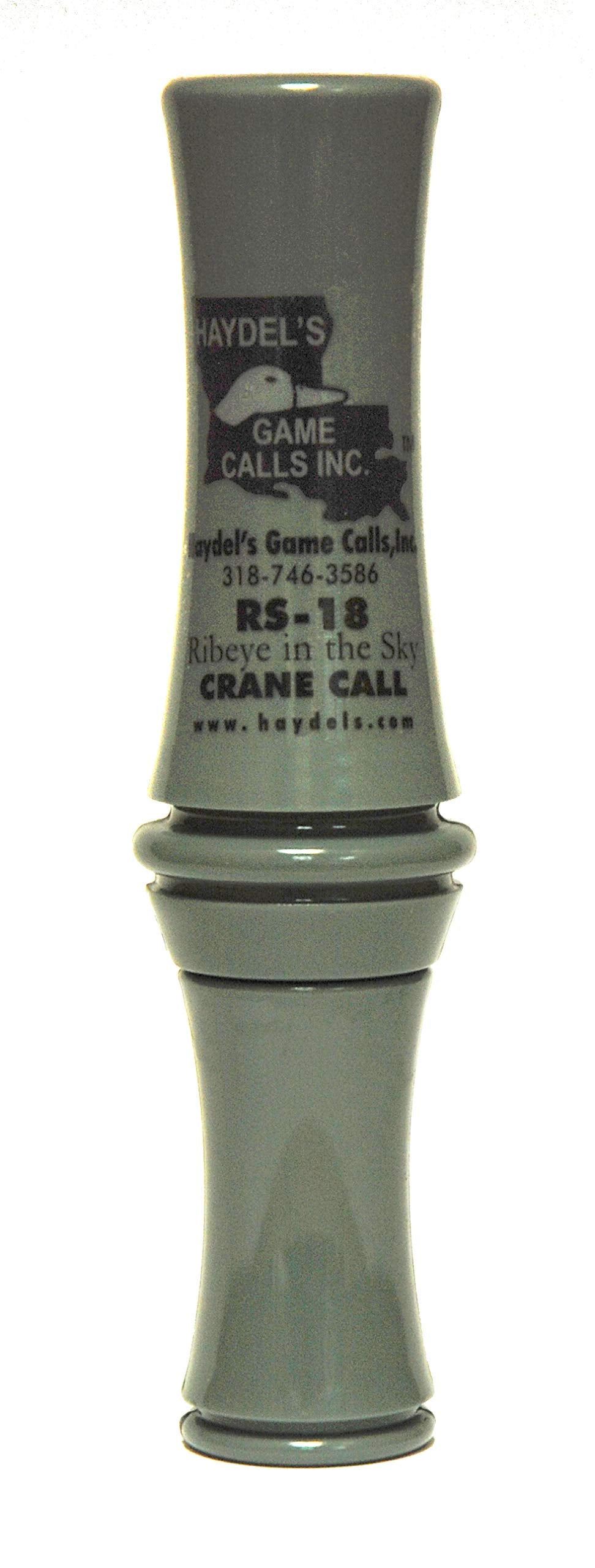 Haydel's RS-18 Ribeye in the Sky crane call close-up reed highlights the hybrid acrylic tone board.
