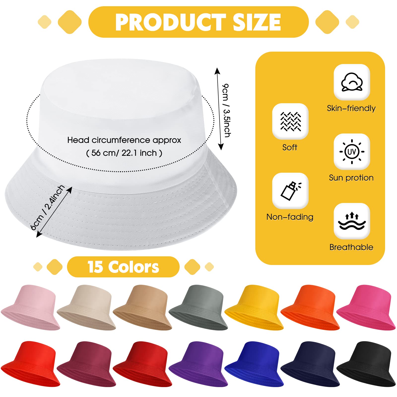 Haysandy solid bucket hat bulk pack orange color