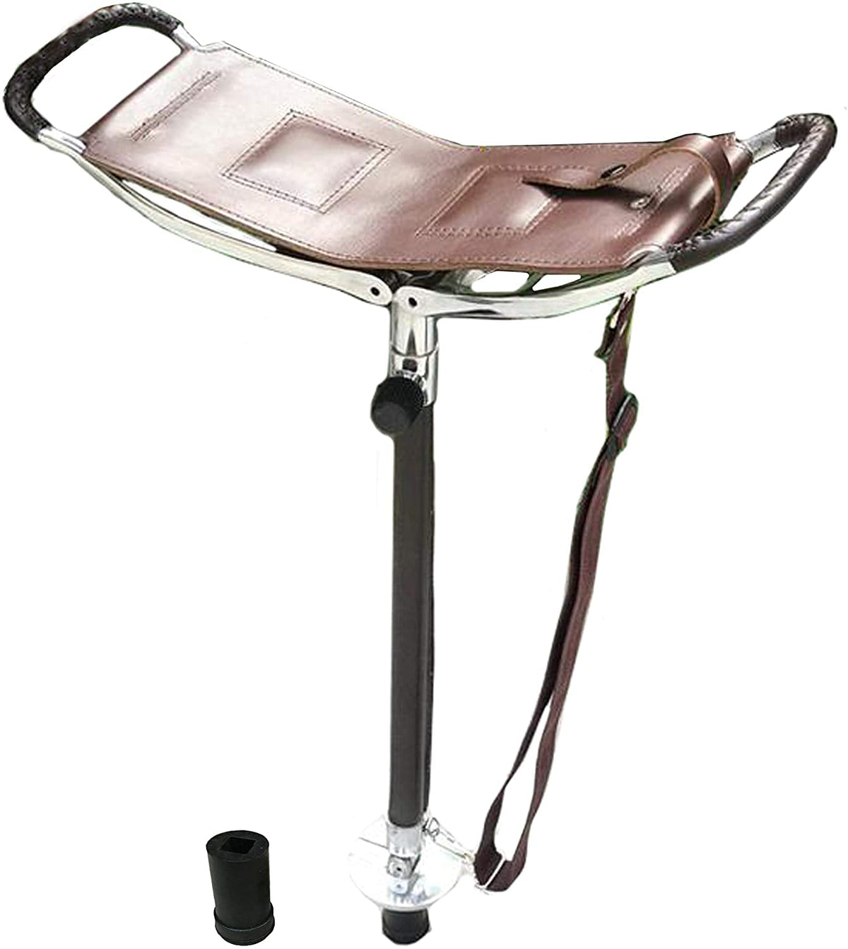 Haza Nyc antique brown foldable seat stick provides portable outdoor seating