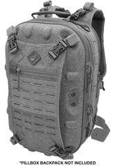 Beavertail pouch-attachment areas enabling versatile loadouts on Pillbox or Blastwall.