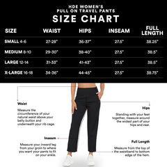 HDE travel pants stretch waistband demonstrates easy movement during travel