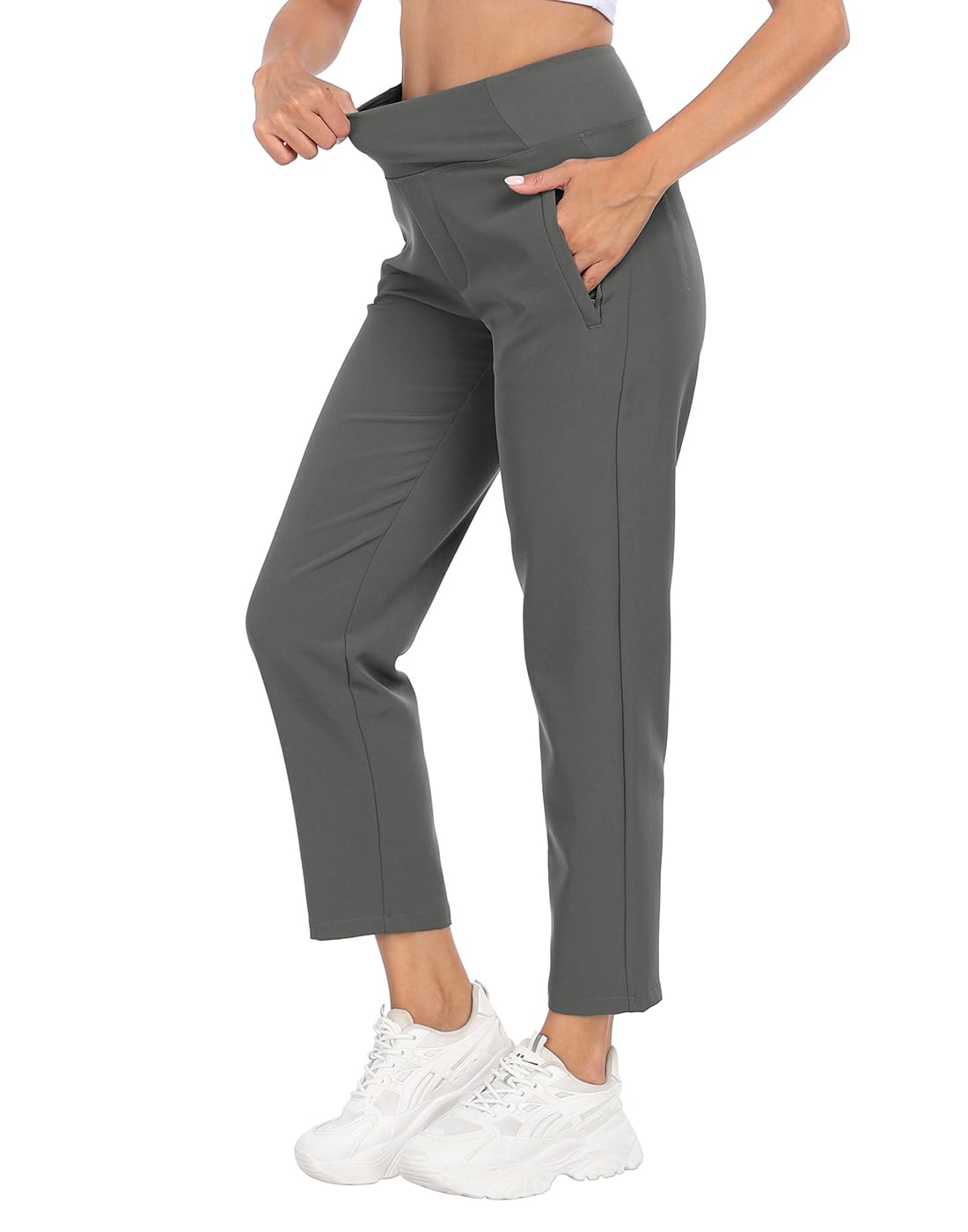 HDE size chart and fit guidance for travel pants in charcoal gray