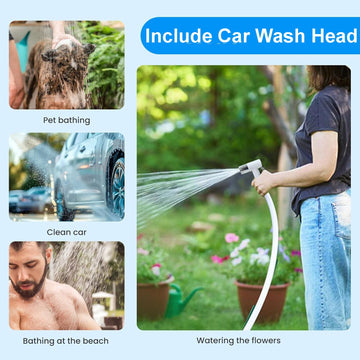 HDView portable camping shower pump compact build – lightweight at 1.5 pounds for backpacking.