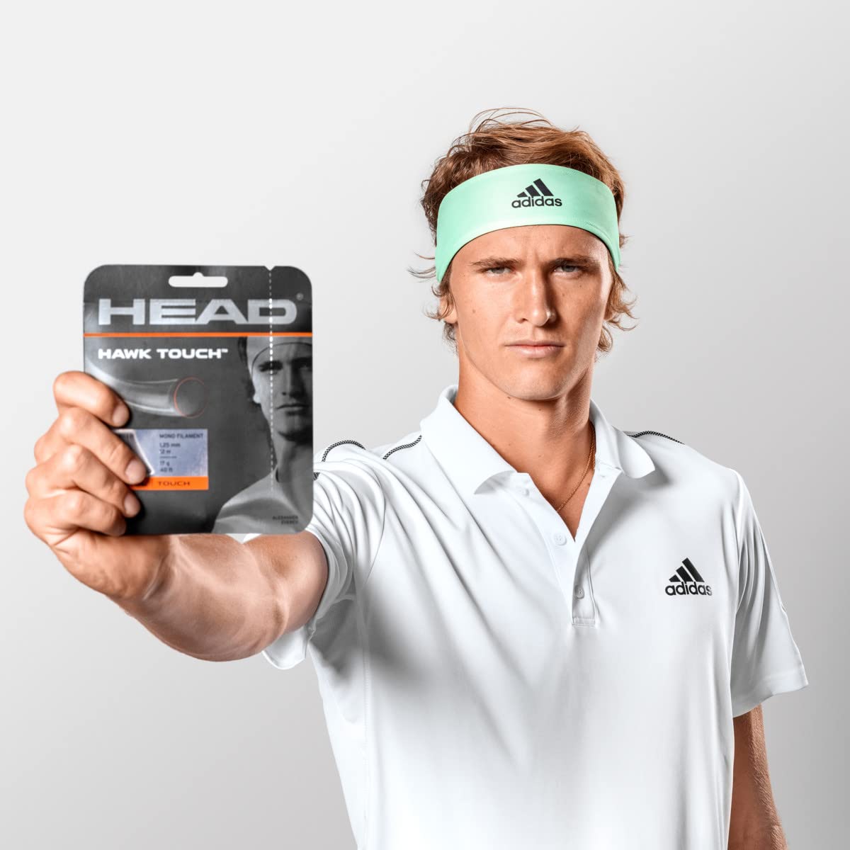 HEAD Hawk Touch 16-1.30mm tennis string in anthracite, close-up shows gauge and texture