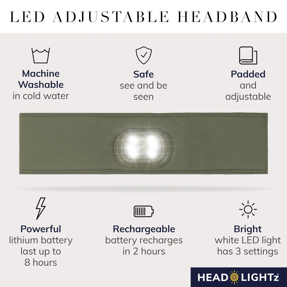 HEAD LIGHTZ adjustable strap keeps a secure fit during activities.