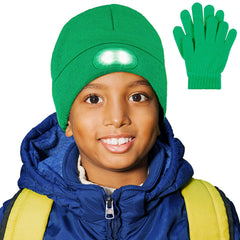 HEAD LIGHTZ kids beanie with built-in LED light for hands-free visibility.